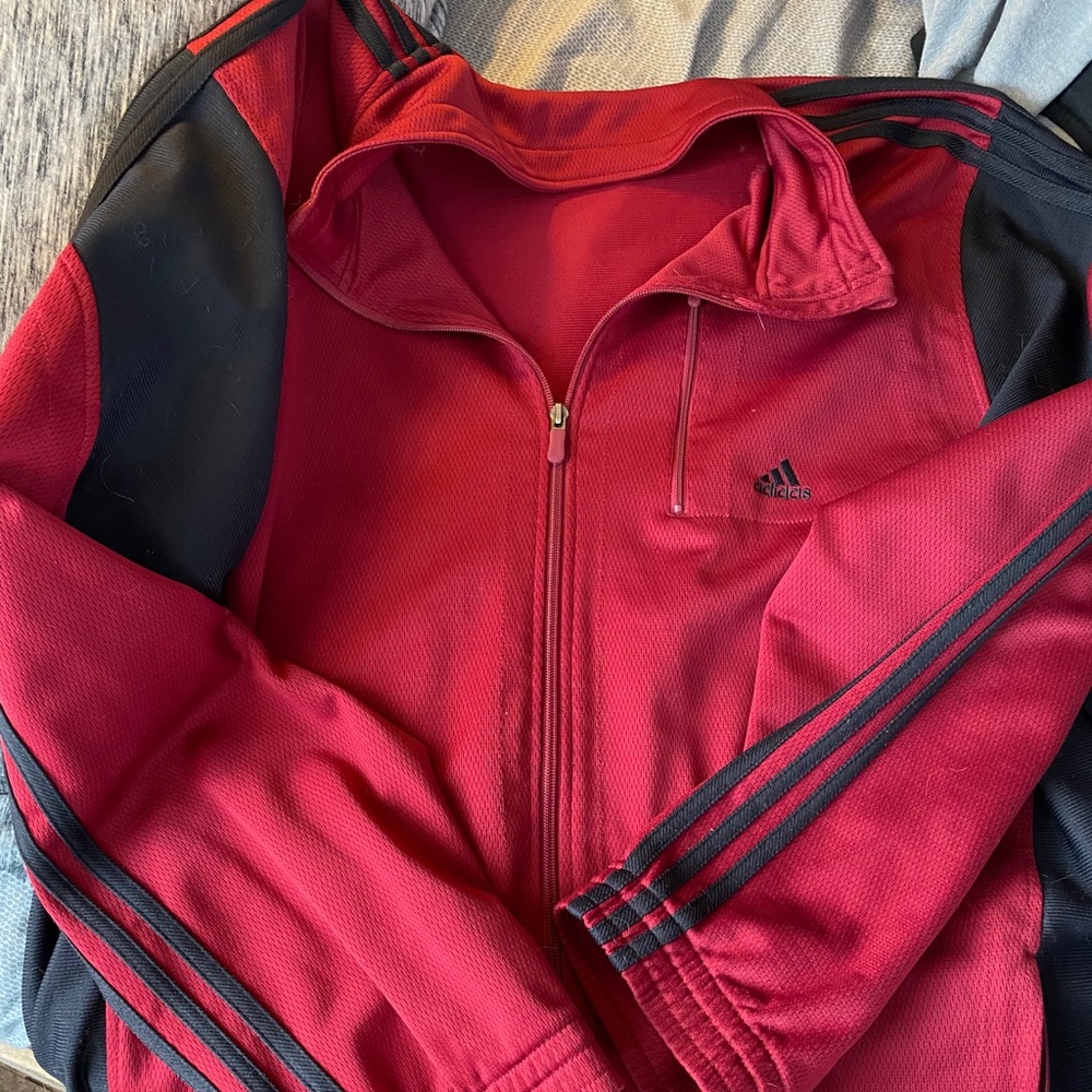 Red and Black Adidas XL men’s zip up
